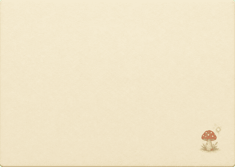 An envelope illustrated with little toadstools